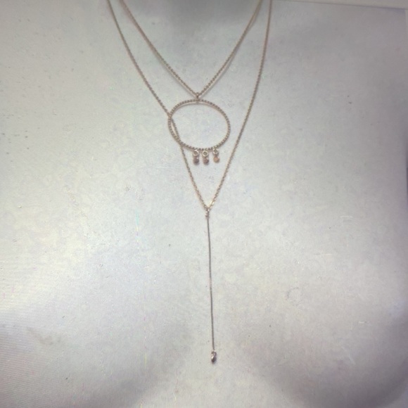14k GP Levi double 2 necklace circle & Y - Picture 14 of 15